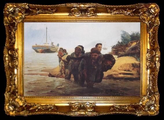 framed  Ilia Efimovich Repin Boat tracker, ta009-2
